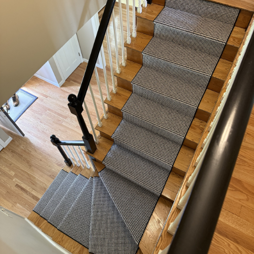 Gray and black custom stair runner in Andover, MA